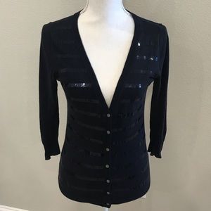 The Limited Navy Sequin Stripe Cardigan - S